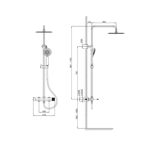 Στήλη ντους Terra Gold Brush